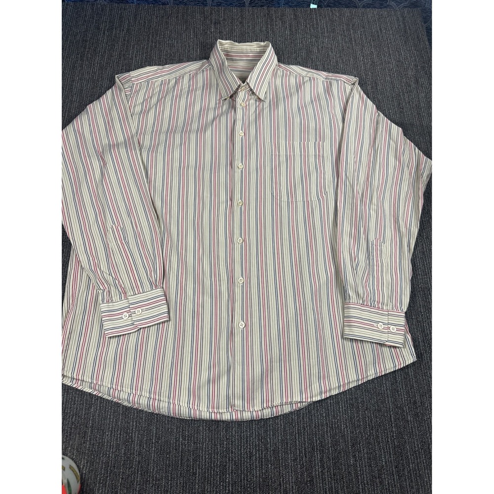 Burberry London Mens XL Striped Button Down Shirt Cotton Long Sleeve Multi Color